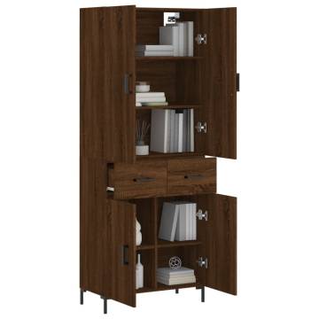 Elegant Highboard Brown Oak - 69.5x34x180 cm Engineered Wood