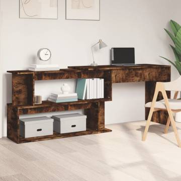 Modern Corner Desk Smoked Oak | 200x50 cm Engineered Wood