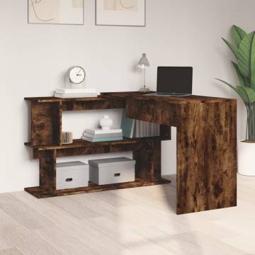 Modern Corner Desk Smoked Oak | 200x50 cm Engineered Wood