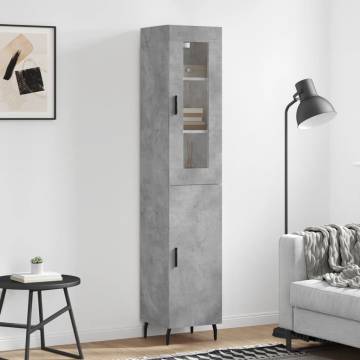 Stylish Highboard in Concrete Grey - 34.5x34x180 cm