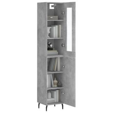 Stylish Highboard in Concrete Grey - 34.5x34x180 cm