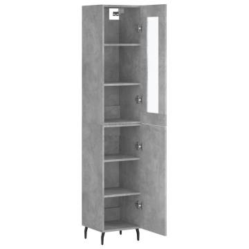 Stylish Highboard in Concrete Grey - 34.5x34x180 cm