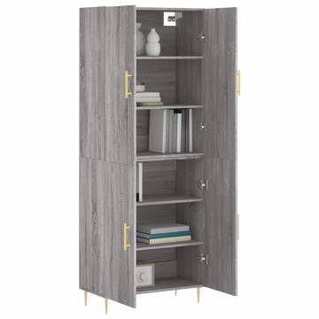 Stylish Grey Sonoma Highboard | 69.5x34x180 cm Engineered Wood