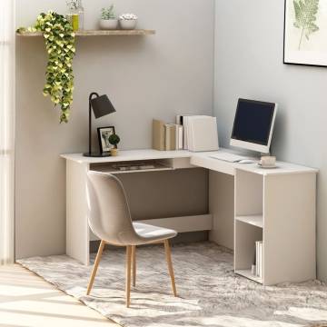 L-Shaped Corner Desk - White Engineered Wood | Hipo Market