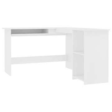 L-Shaped Corner Desk - White Engineered Wood | Hipo Market