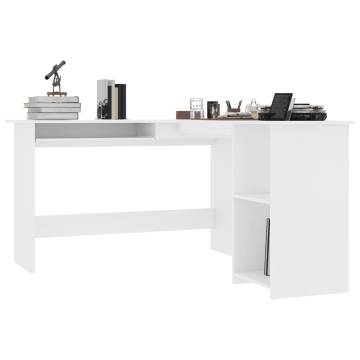 L-Shaped Corner Desk - White Engineered Wood | Hipo Market