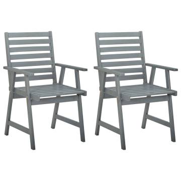 Outdoor Dining Chairs 2 pcs Grey Acacia Wood - Hipomarket