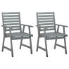 Outdoor Dining Chairs 2 pcs Grey Solid Acacia Wood Colour grey Quantity in Package 2 Number of 1 