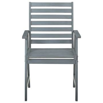 Outdoor Dining Chairs 2 pcs Grey Acacia Wood - Hipomarket