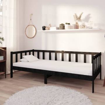 Day Bed Black Solid Pinewood 90x200 cm | Hipomarket