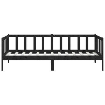 Day Bed Black Solid Pinewood 90x200 cm | Hipomarket