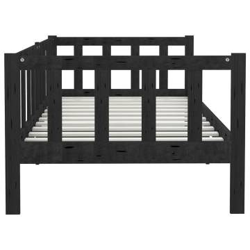 Day Bed Black Solid Pinewood 90x200 cm | Hipomarket