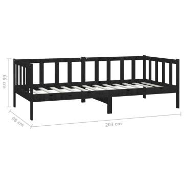 Day Bed Black Solid Pinewood 90x200 cm | Hipomarket