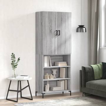 Stylish Highboard Grey Sonoma - 69.5x34x180 cm Engineered Wood