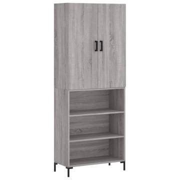 Stylish Highboard Grey Sonoma - 69.5x34x180 cm Engineered Wood