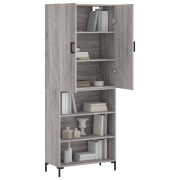 Stylish Highboard Grey Sonoma - 69.5x34x180 cm Engineered Wood