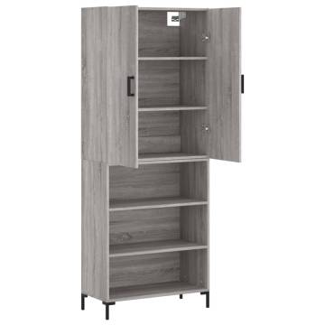 Stylish Highboard Grey Sonoma - 69.5x34x180 cm Engineered Wood