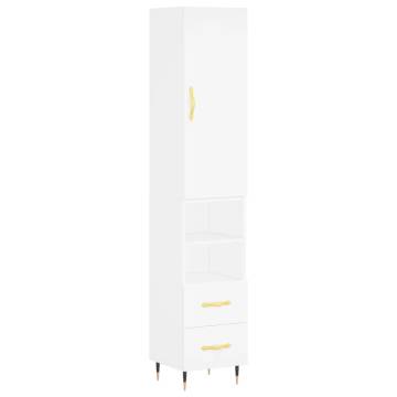 Stylish Highboard White 34.5x34x180 cm - Engineered Wood