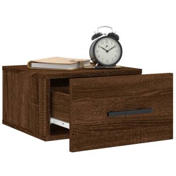 Wall-mounted Bedside Cabinet Brown Oak | Hipomarket UK