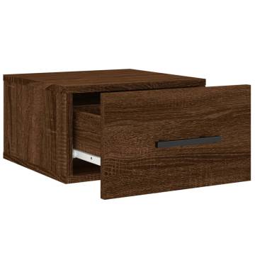 Wall-mounted Bedside Cabinet Brown Oak | Hipomarket UK