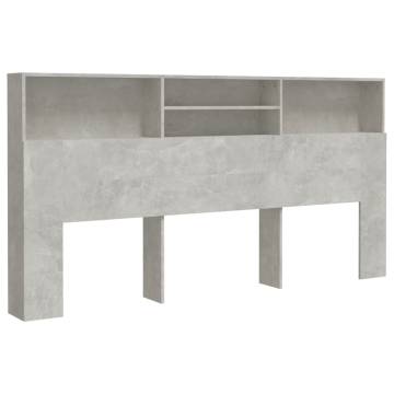 Stylish Concrete Grey Headboard Cabinet - 200x19x103.5 cm