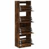 Shoe Cabinet with 4 Flip-Drawers - Smoked Oak | HipoMarket