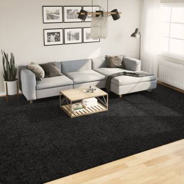 Modern Shaggy Rug PAMPLONA - Black 300x400 cm | Hipo Market