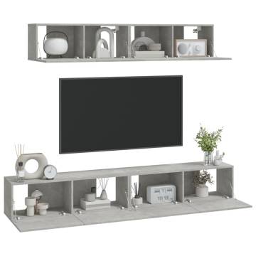 4 Piece Concrete Grey TV Cabinet Set | Stylish & Sturdy Design