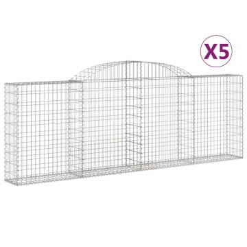 Arched Gabion Baskets - 5 pcs 300x30x100/120 cm - Galvanised Iron