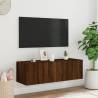 TV Wall Cabinet with LED Lights - Brown Oak | Hipomarket