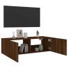 TV Wall Cabinet with LED Lights - Brown Oak | Hipomarket