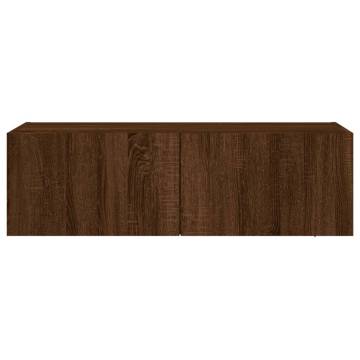 TV Wall Cabinet with LED Lights - Brown Oak | Hipomarket