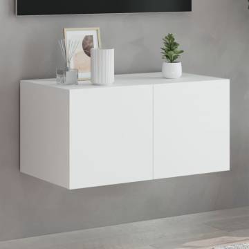 TV Wall Cabinet with LED Lights - White 60x35x31 cm