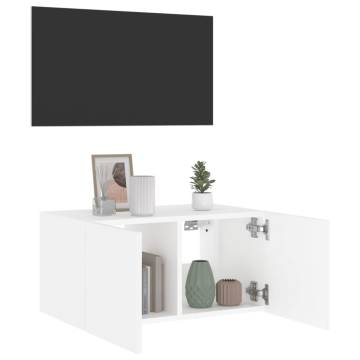 TV Wall Cabinet with LED Lights - White 60x35x31 cm