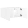 TV Wall Cabinet with LED Lights - White 60x35x31 cm