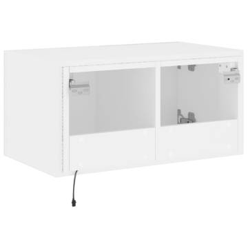 TV Wall Cabinet with LED Lights - White 60x35x31 cm