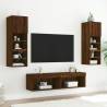 Stylish Brown Oak TV Cabinets with LED Lights - 2 pcs