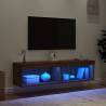 Stylish Brown Oak TV Cabinets with LED Lights - 2 pcs