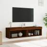 Stylish Brown Oak TV Cabinets with LED Lights - 2 pcs