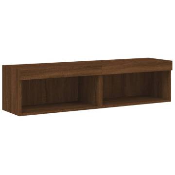 Stylish Brown Oak TV Cabinets with LED Lights - 2 pcs