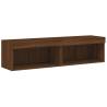 Stylish Brown Oak TV Cabinets with LED Lights - 2 pcs