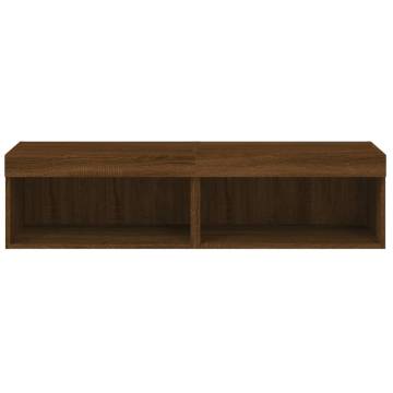 Stylish Brown Oak TV Cabinets with LED Lights - 2 pcs