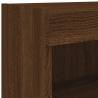 Stylish Brown Oak TV Cabinets with LED Lights - 2 pcs