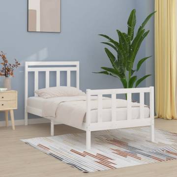 White Solid Wood Pine Bed Frame 100x200 cm | Hipo Market