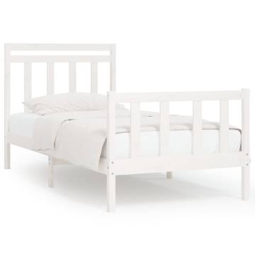 White Solid Wood Pine Bed Frame 100x200 cm | Hipo Market