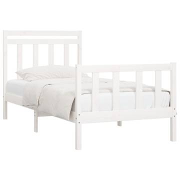 White Solid Wood Pine Bed Frame 100x200 cm | Hipo Market