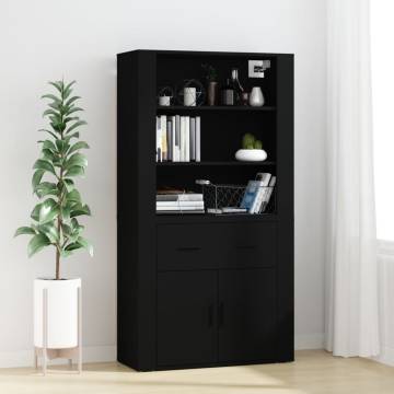 Stylish Highboard in Black Engineered Wood - Hipomarket