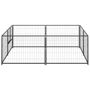 Durable Black Dog Kennel - 4 m² Steel Outdoor Play Paradise