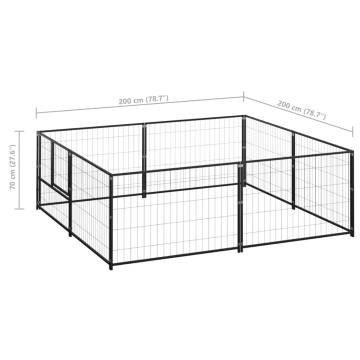 Durable Black Dog Kennel - 4 m² Steel Outdoor Play Paradise