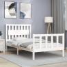 White Solid Wood Bed Frame with Headboard 100x200 cm